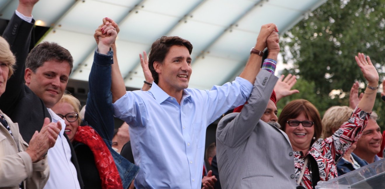 Justin Trudeau at the "Team Trudeau" Liberal rally in Edmonton's Louise McKinney Park