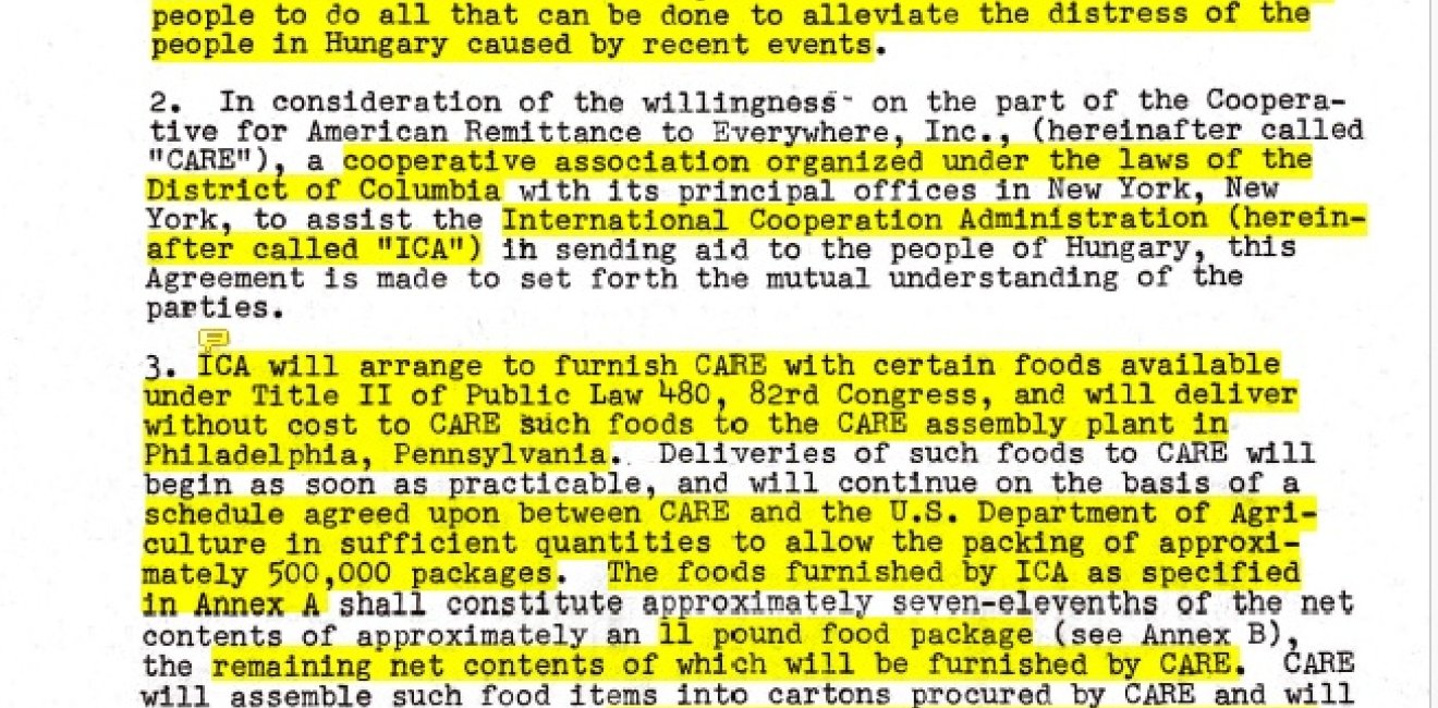 Letter of Agreement between the International Cooperation Administration and CARE (1957)