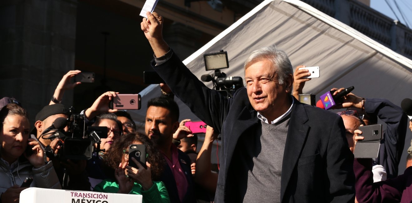 AMLO casting his vote in 2018.