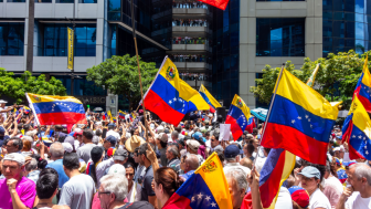 Protesters fill a Venezuelan street post-election