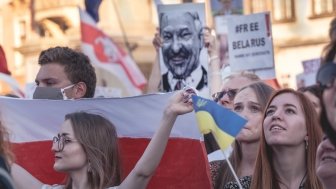 Belarus women at a protest