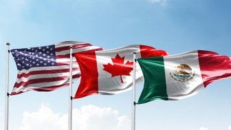 Flags of NAFTA Countries, America, Canada Mexico