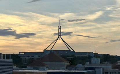 Twilight at Parliament House, Canberra, during the week of the Australia-ASEAN Summit