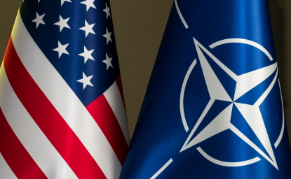 Flags of the US and NATO