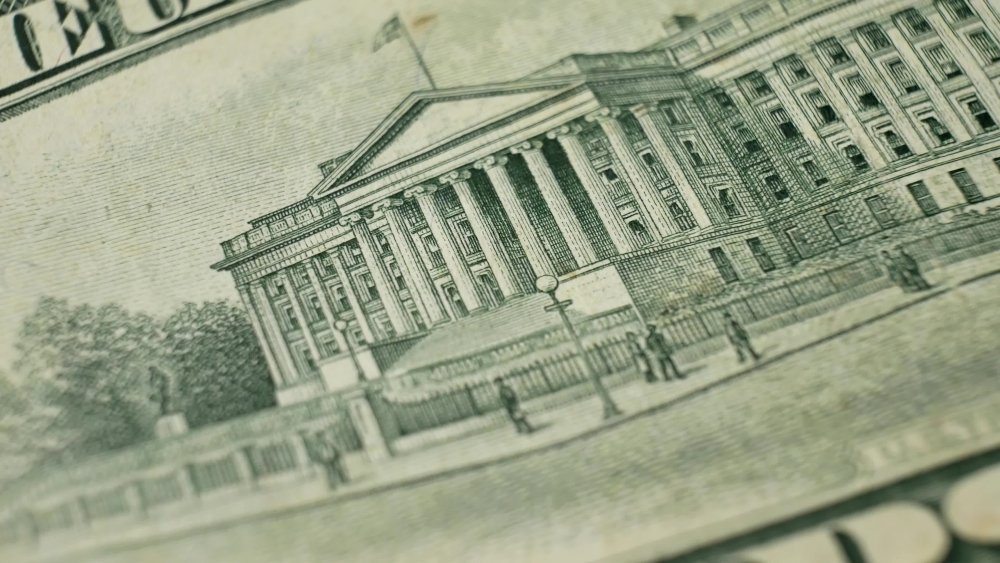 Dept of Treasury on 10 dollar bill