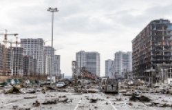 Damaged streets in Ukraine