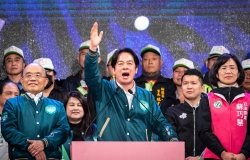 Presidential candidate, Lai Ching-te delivered a speech during the Democratic Progressive Party (DPP) rally in Xinzhuang, New Taipei City on Saturday evening, Jan 6, 2024.